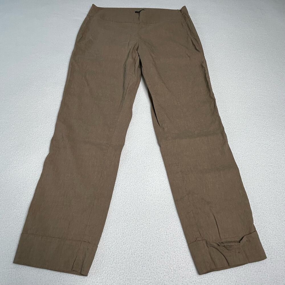 Eileen Fisher Women's Size PM Linen Blend Slim Leg Crop Pants Brown - Picture 4 of 7